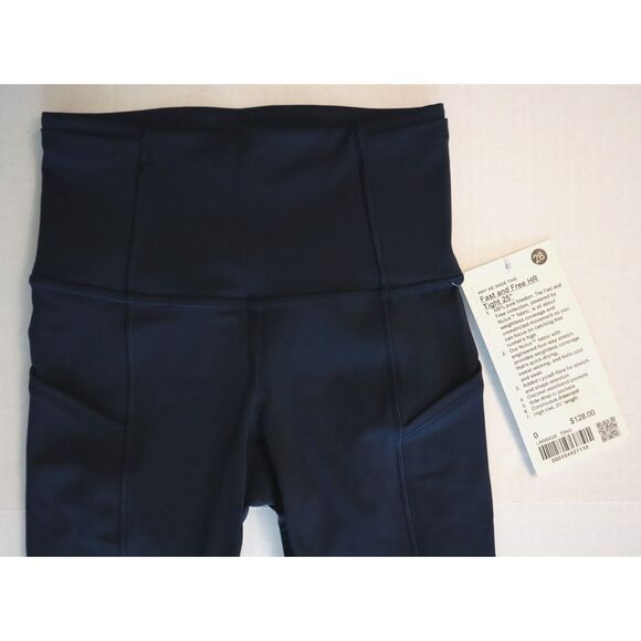 Lululemon W5BXQS Women Sz 0 True Navy Blue Fast Free High-Rise 25" Tights - Picture 7 of 16